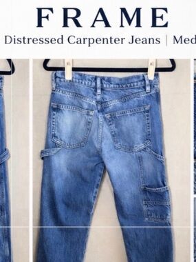 FRAME Carpenter Utility Jeans Size 23 Distressed Medium Wash Designer Denim